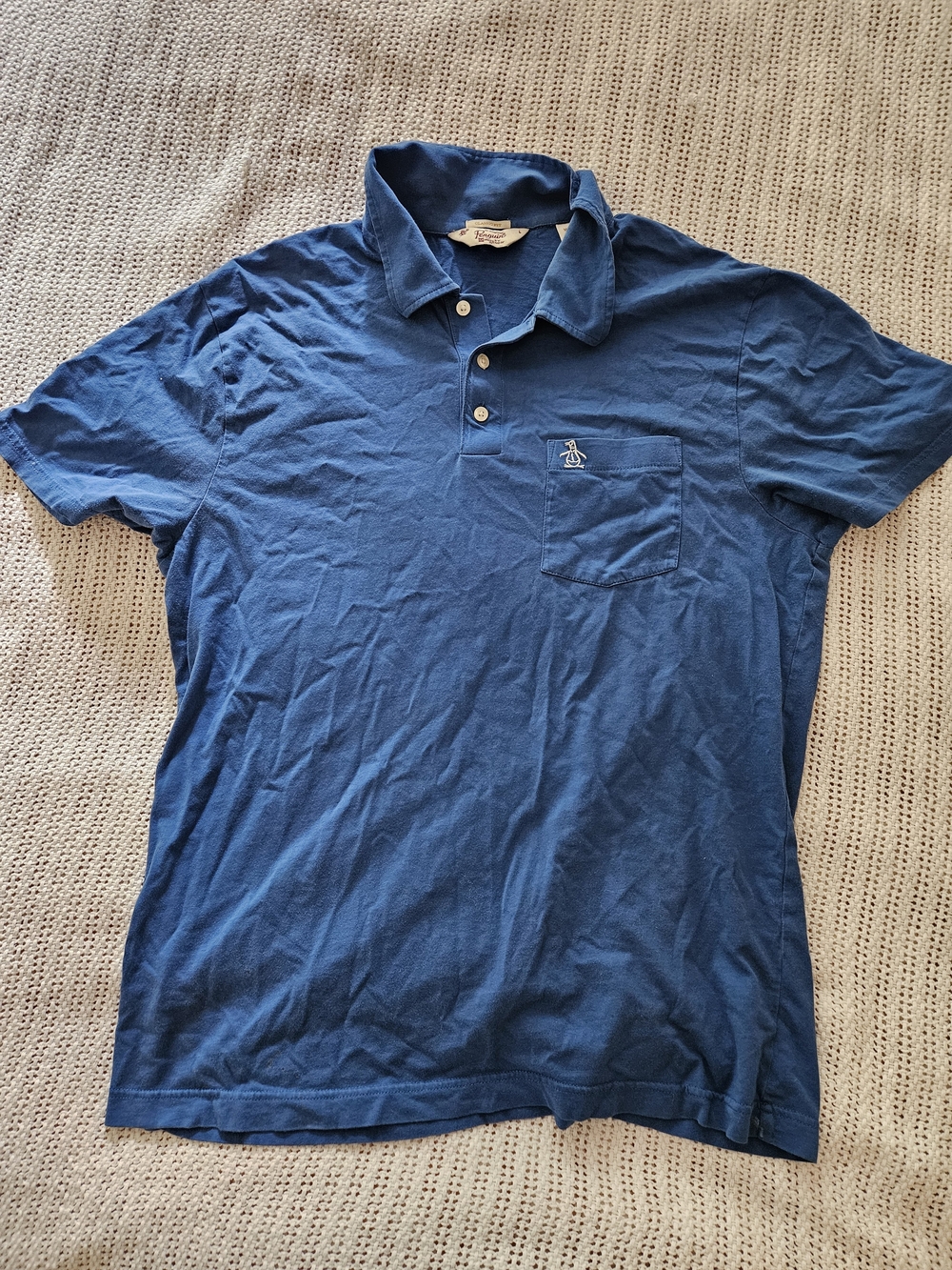 Original Penguin Men's Navy Blue Polo with Chest Pocket